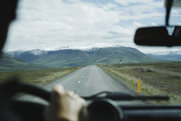Driver view mountains